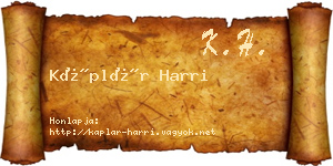 Káplár Harri névjegykártya